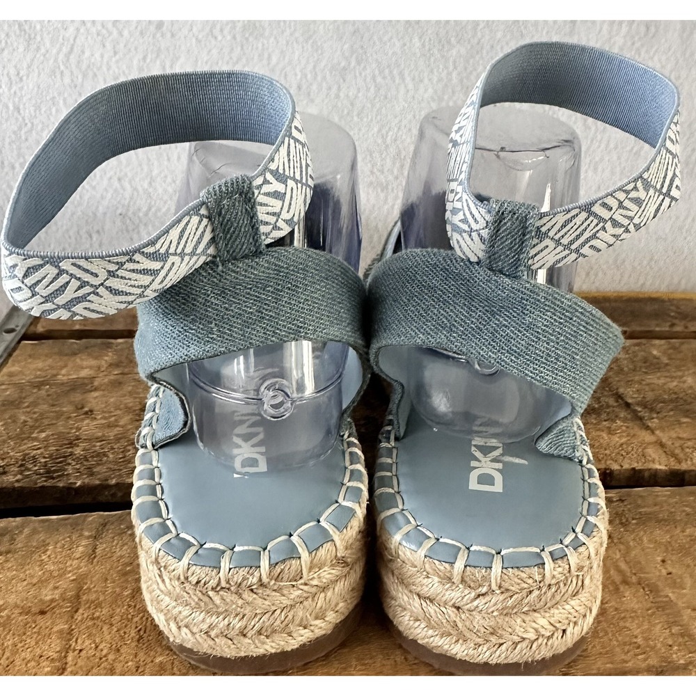 DKNY Espadrilles Sandals Platform Slingback Women 9 Blue Excellent - Picture 5 of 7